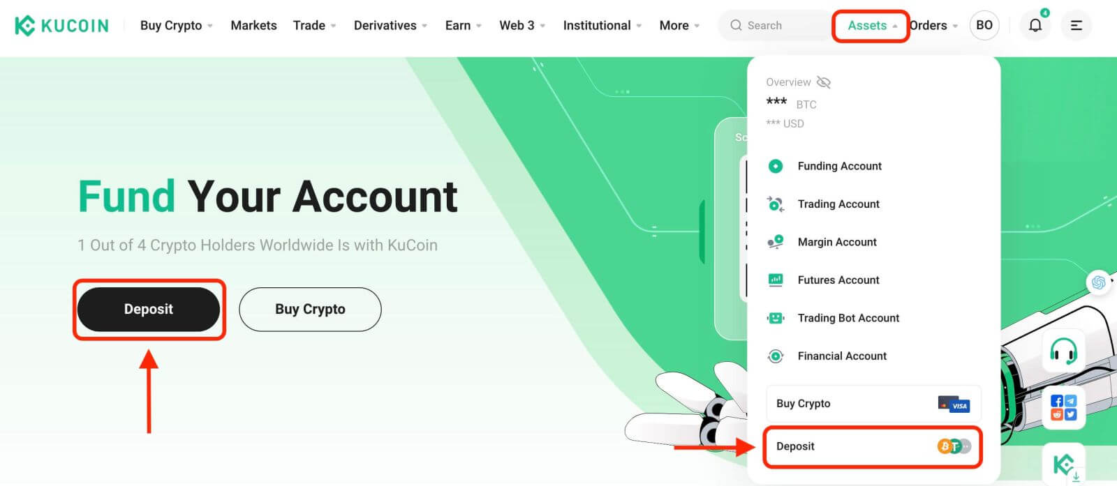 Kā izņemt un veikt depozītu vietnē KuCoin Kā izņemt un veikt depozītu vietnē KuCoin